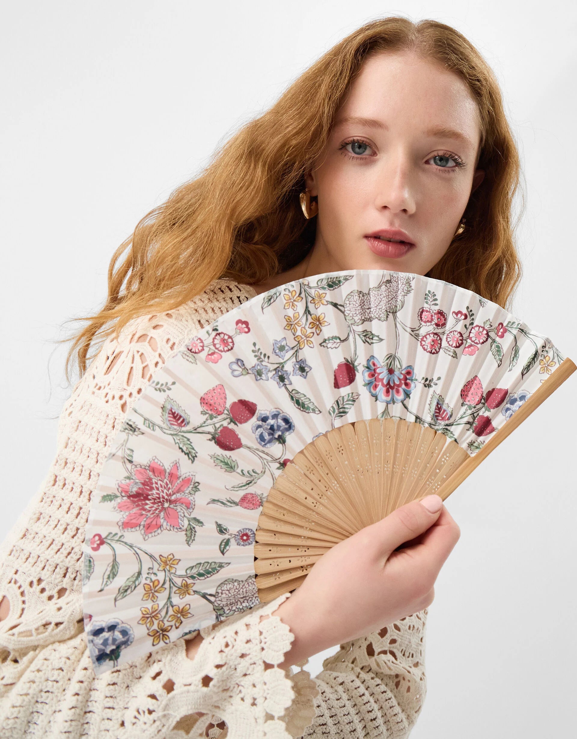 Floral Print Foldable Fan