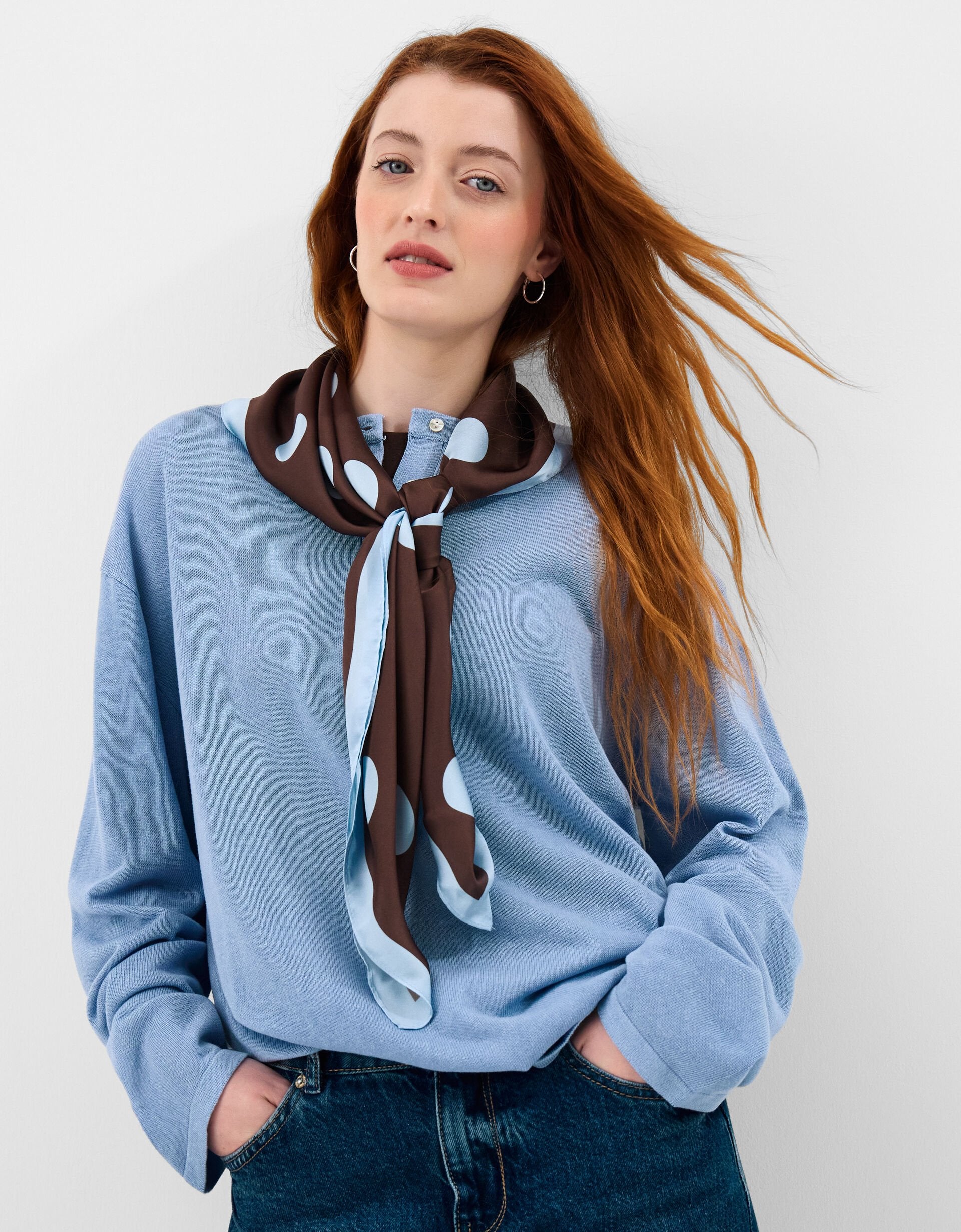 Polka Dot Square Satin Scarf