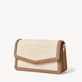 Woman Clutch -  Ivory Raffia & Tan Suede