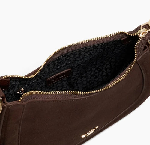 Chain Detail Shoulder Bag - Dark Brown
