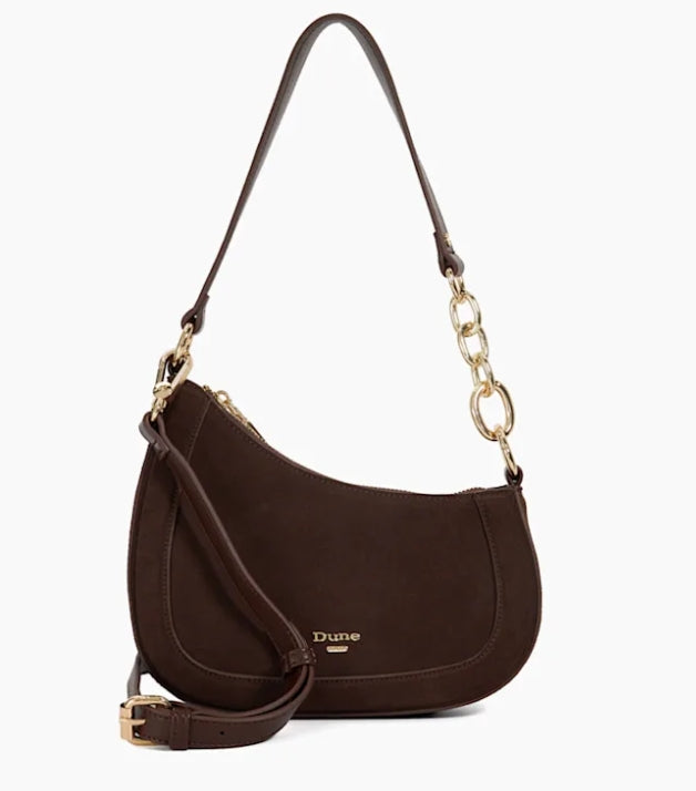 Chain Detail Shoulder Bag - Dark Brown