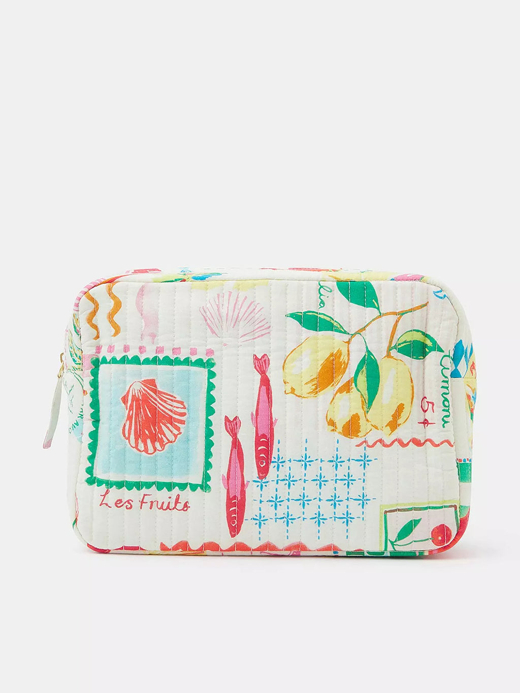 Holiday printed quilt makeup bag in multi
